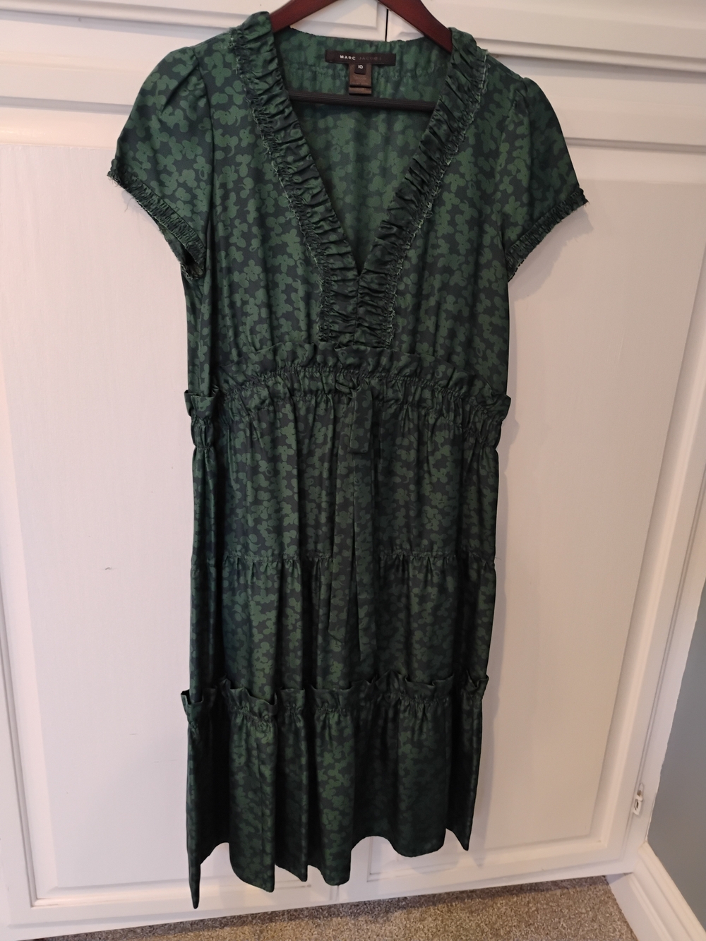 Marc Jacobs Forest Green Ruffle Tiered Dress